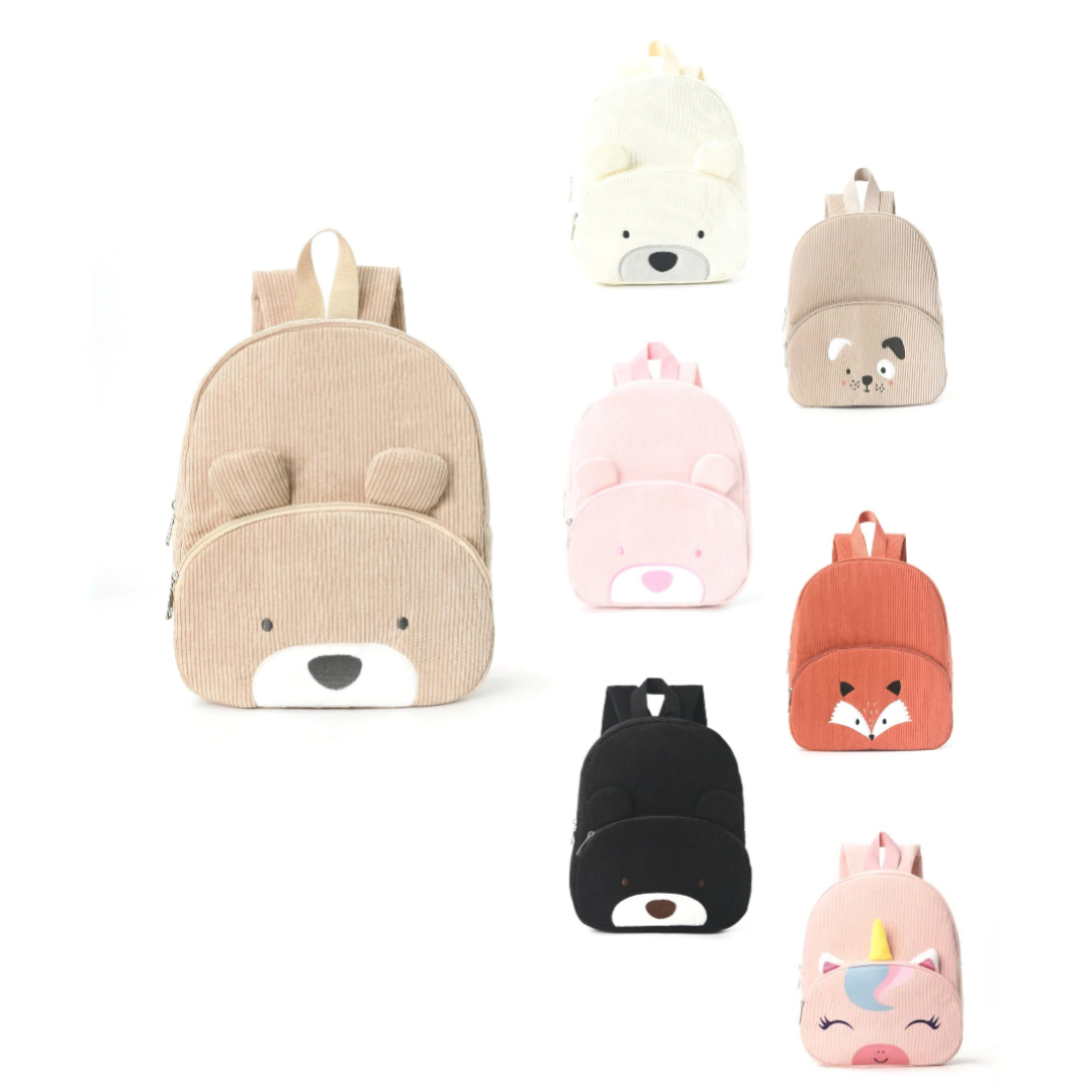 Cartoon Animal Corduroy Kids Backpack