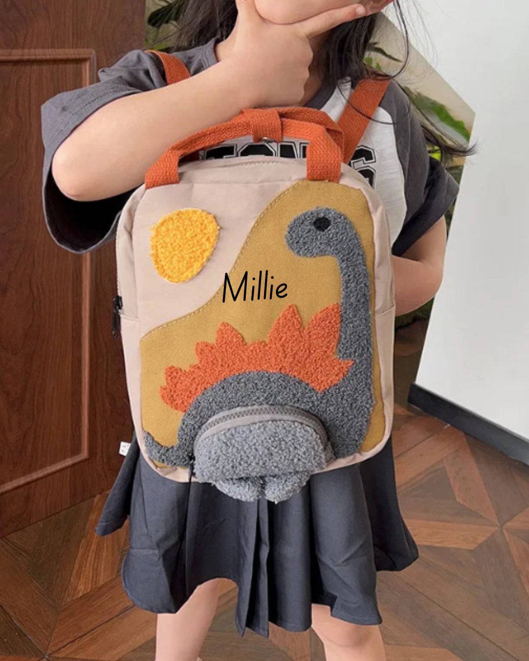 Personalised Dinosaur Kids Backpack – Custom Embroidered Name | Toddler & Kindy Bag