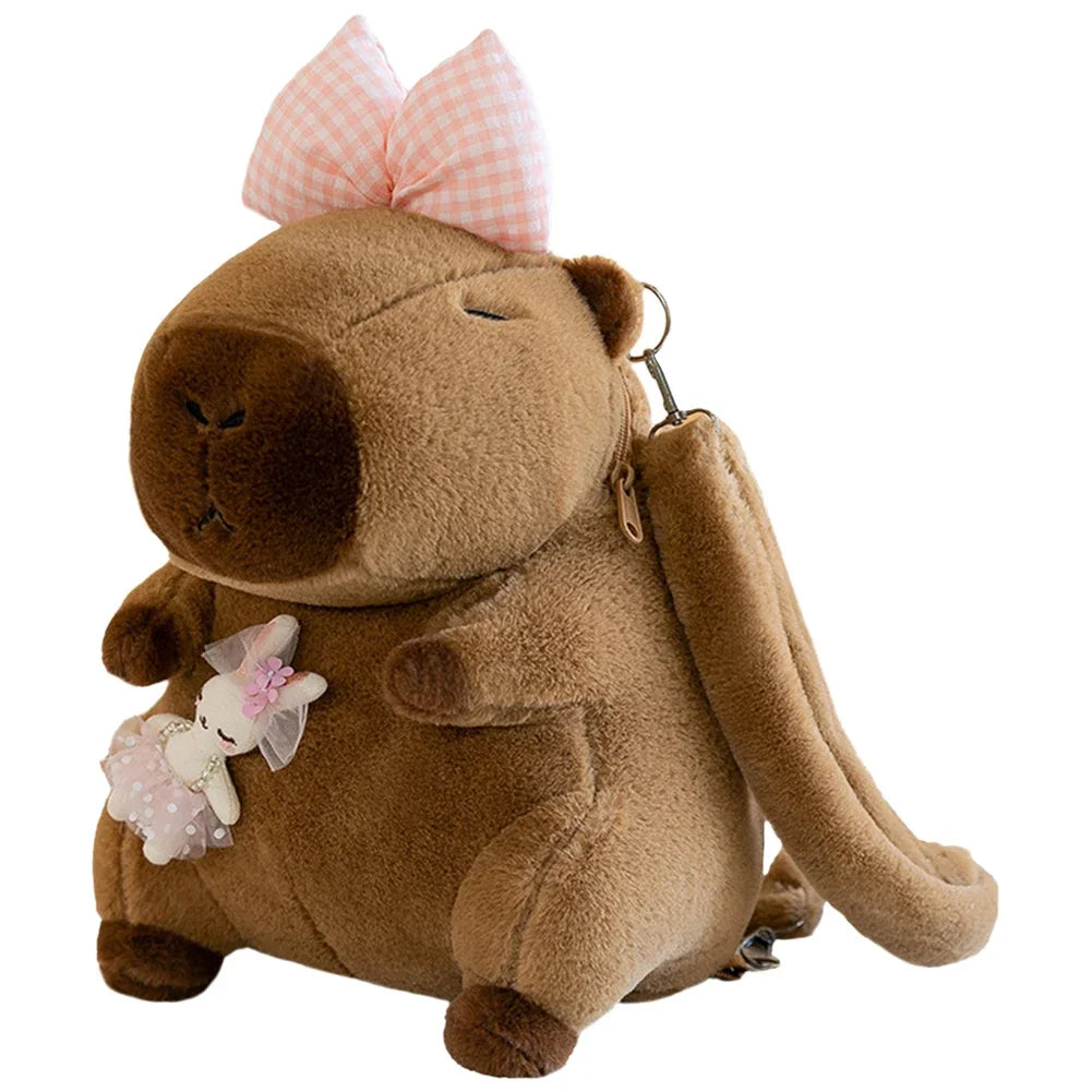Capybara Plush Backpack with Your Choice of Plush Toy