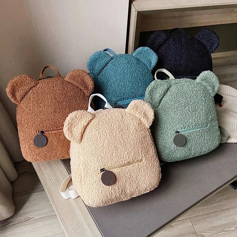 Fluffy Bear Ear Kids Backpack