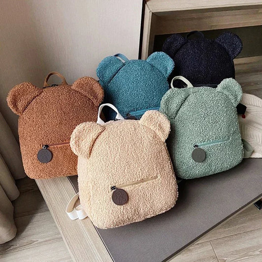 Fluffy Bear Ear Kids Backpack