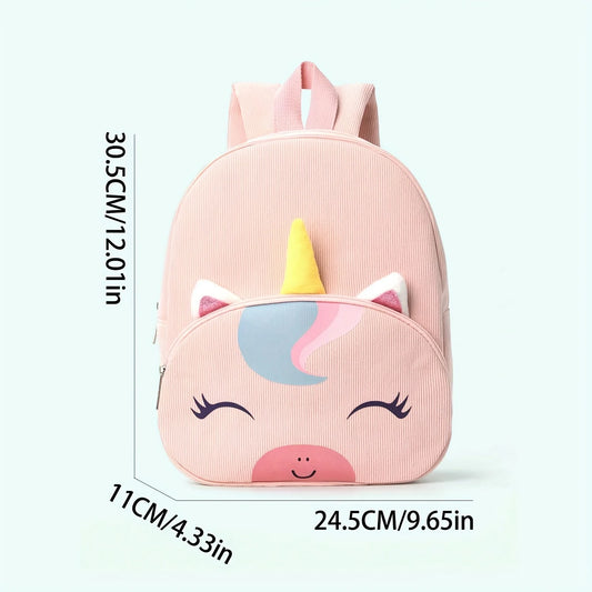 Pink Unicorn Corduroy Kids Backpack